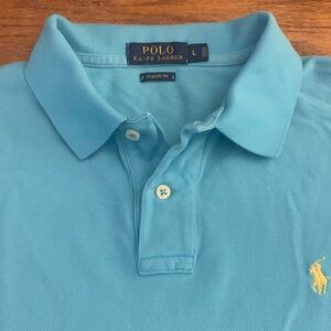 RL POLO SS Classic Fit Medium Blue 2 Button Polo